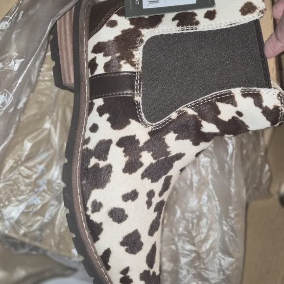 Ariat Cow Print Ankle Boots - Picture 1 of 4